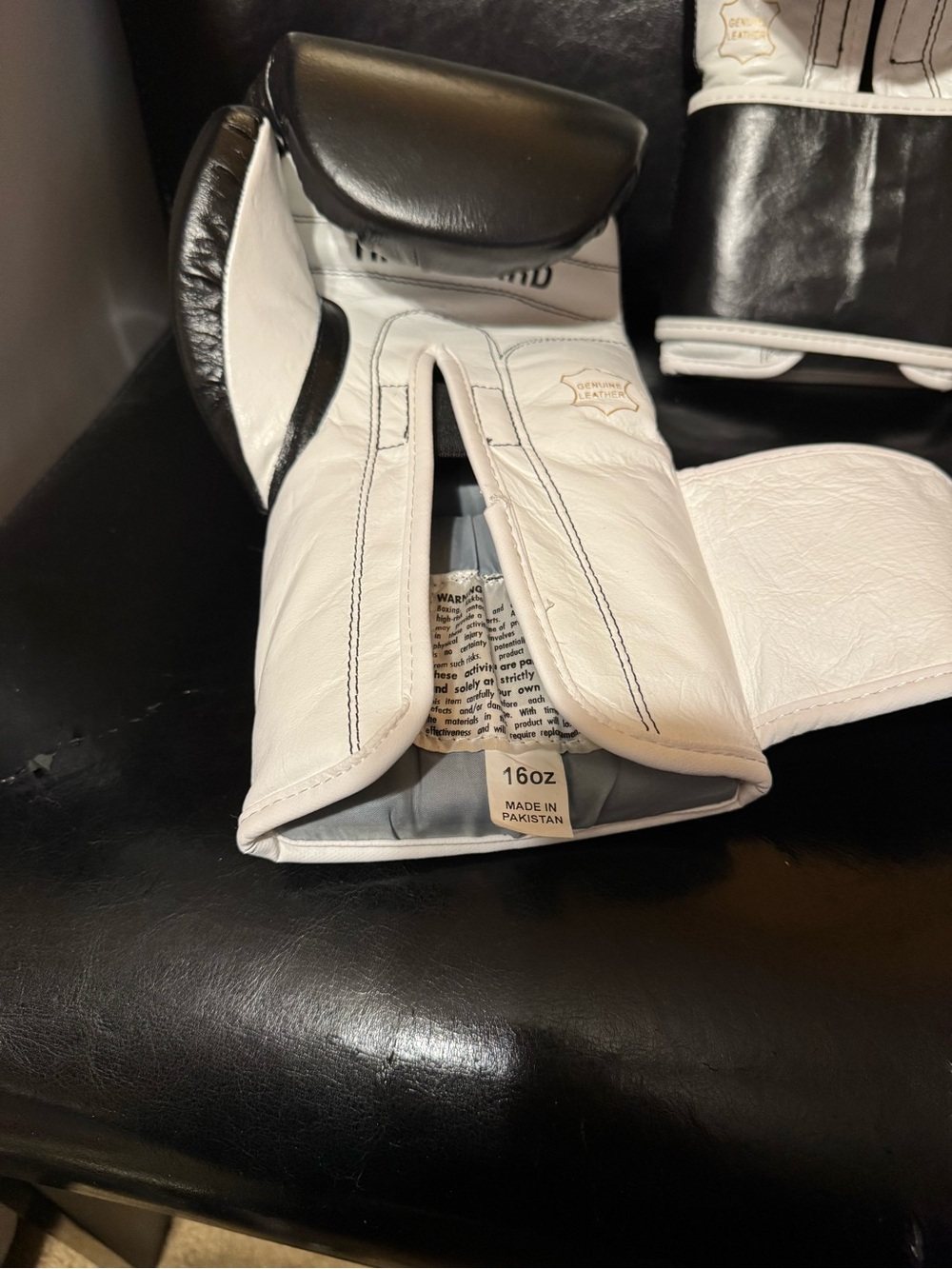 TITLE Boxing Black and White pro leather Training Gloves and wraps - Picture 10 of 10